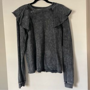 Something Navy Ruffle Shoulder Sweatshirt